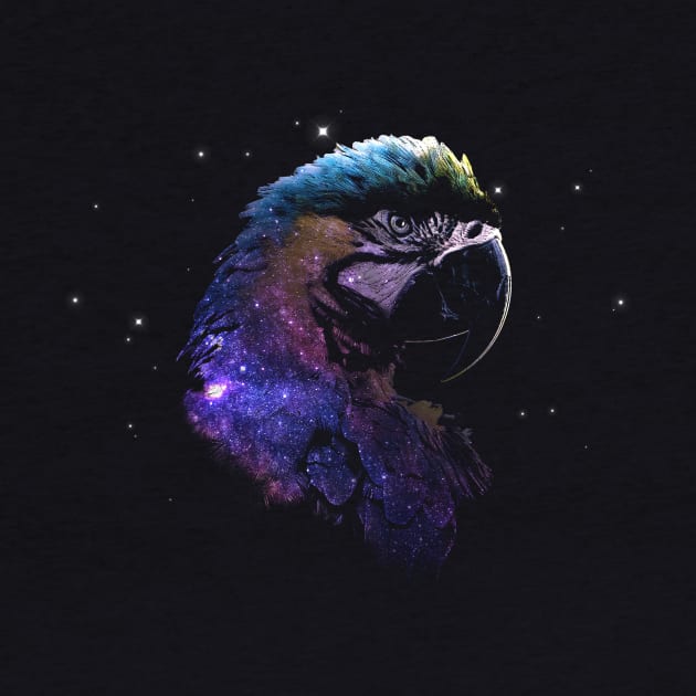 Space Nebula Double Exposure Macaw Parrot by BirdNerd